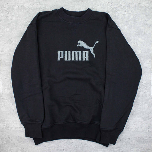 Vintage Puma Spellout Sweater Schwarz - L