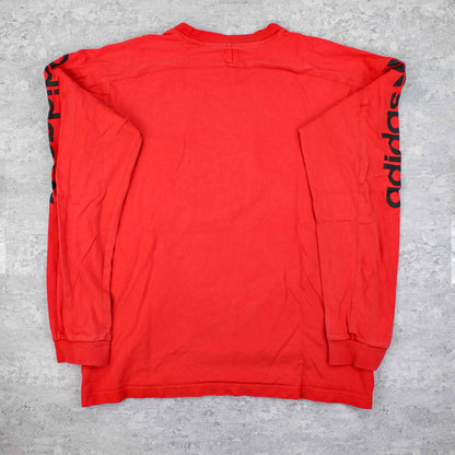 Vintage Adidas Spellout Sweater Rot - L