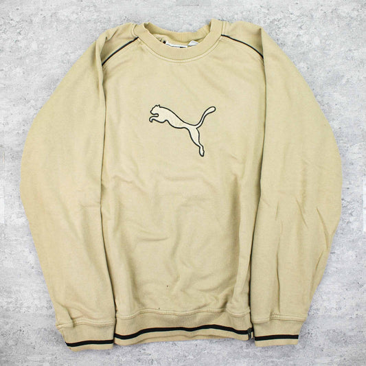 Vintage Puma Logo Sweater Beige - XL