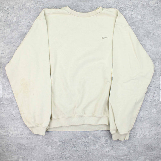 Vintage Nike Logo Sweater Beige - M