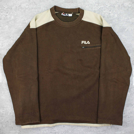 Vintage Fila Logo Sweater Grün - L