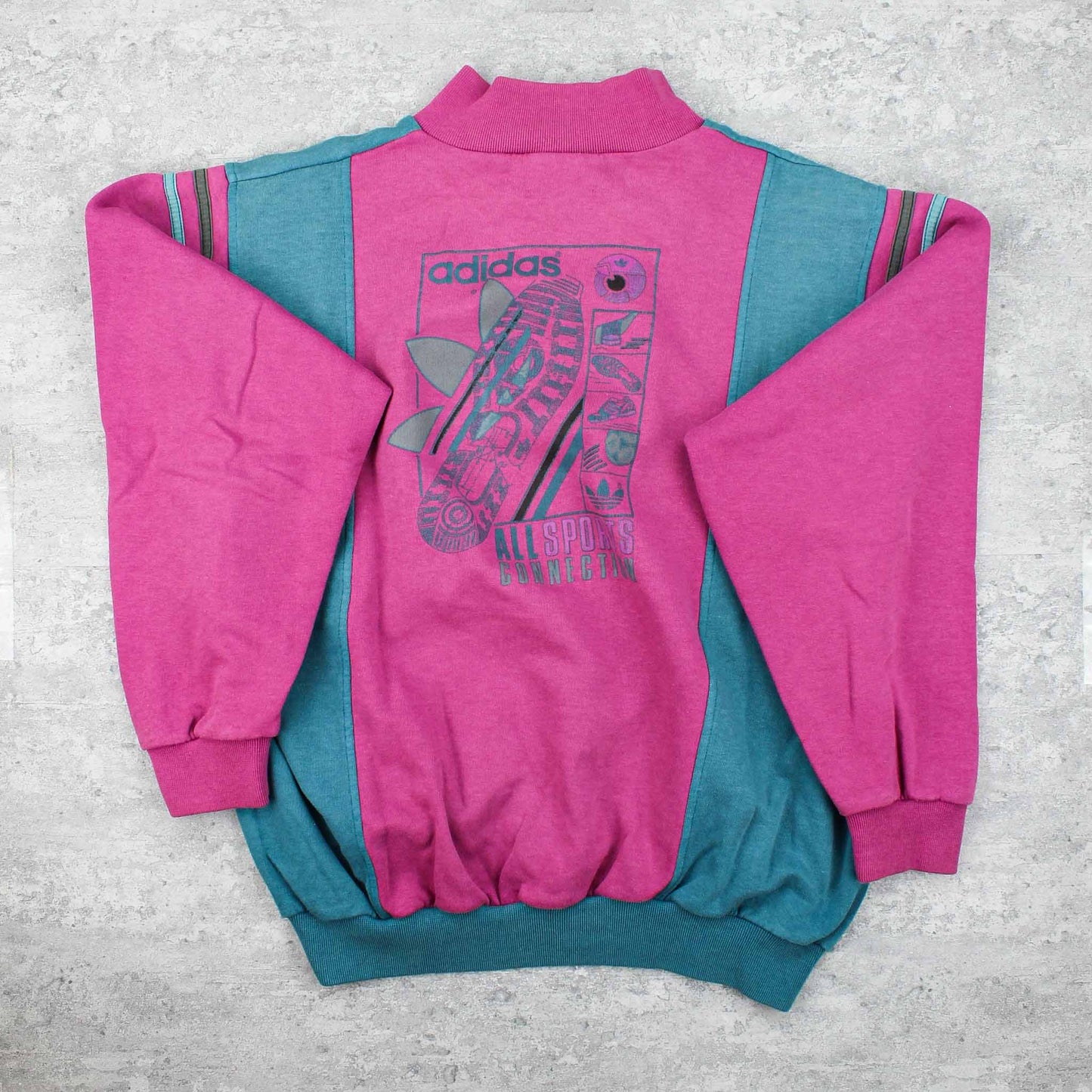 Vintage RARE Adidas Logo Zip-Up Sweater Rosa - M
