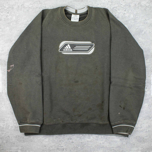 Vintage RARE Adidas Logo Sweater Grau - L