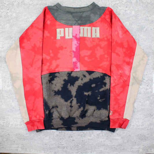 Vintage Puma Spellout Tie Dye Sweater Rot - M