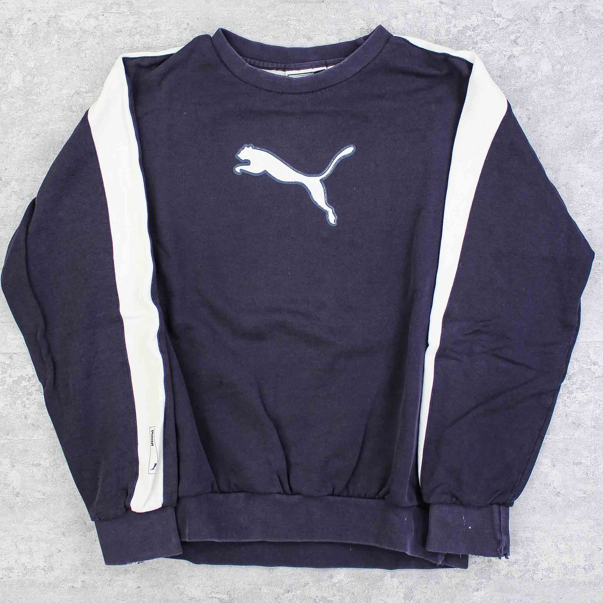 Vintage Puma Logo Sweater Blau - S