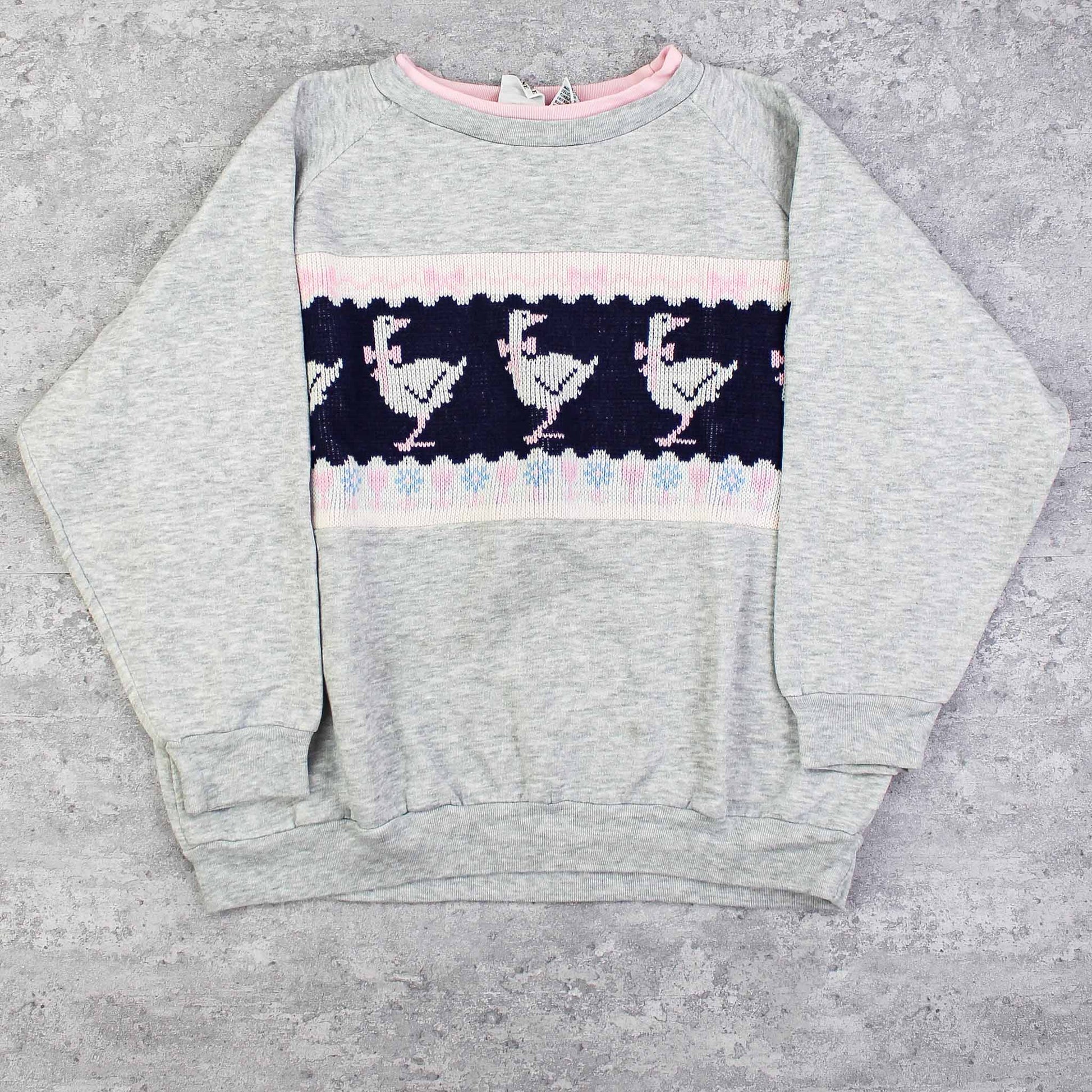 Vintage USA Logo Sweater Grau - XS