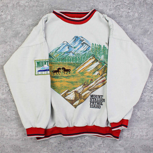 Vintage RARE Adidas USA Logo Sweater Grau - M