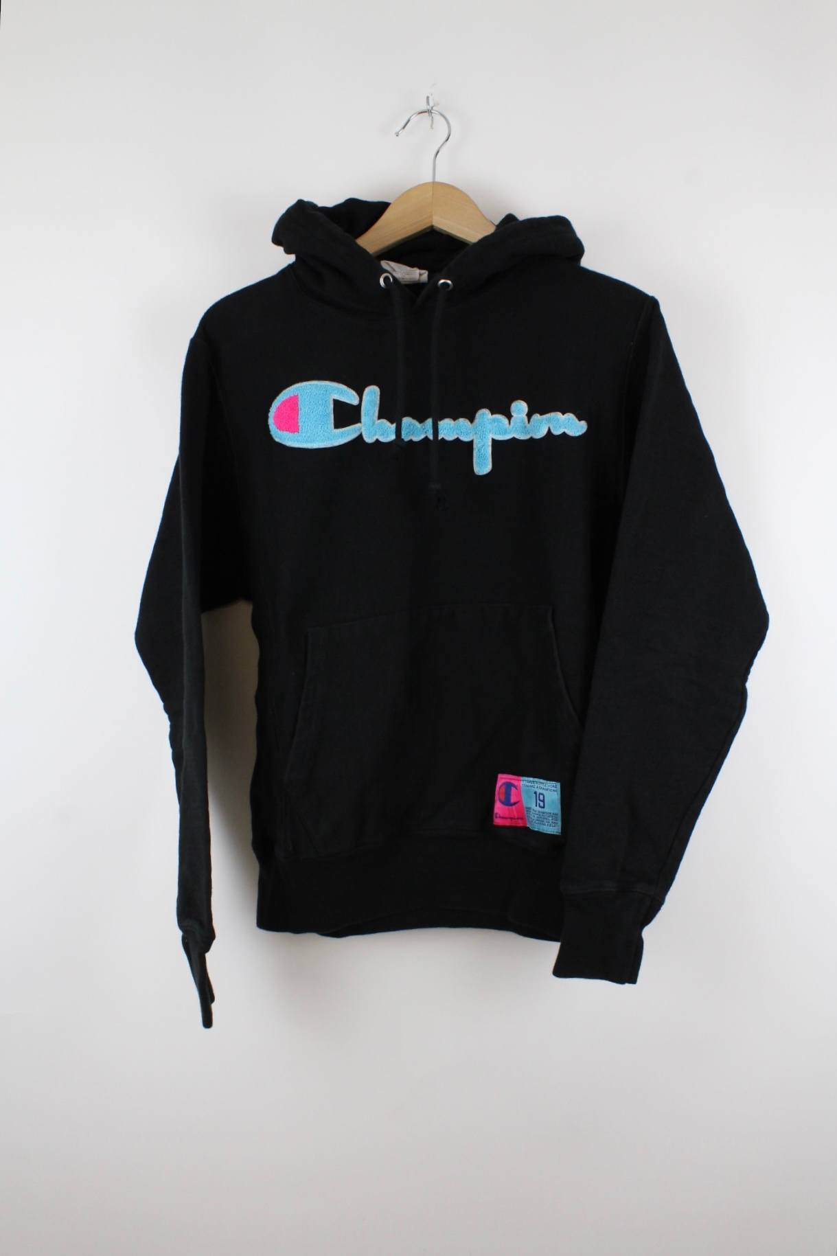 Vintage Champion Hoodie Schwarz - S