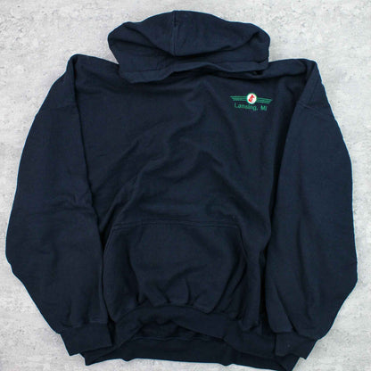Vintage USA Logo Hoodie Blau - XXL