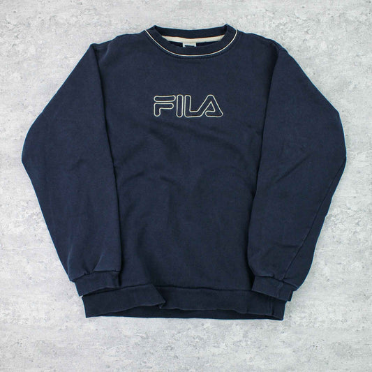 Vintage Fila Spellout Sweater Blau - XS