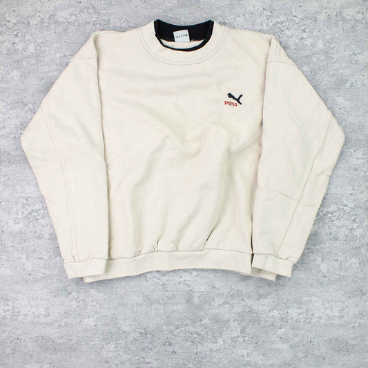 Vintage Puma Logo Sweater Beige - S