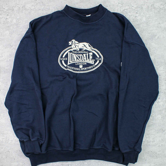 Vintage Lonsdale Spellout Sweater Blau - XL