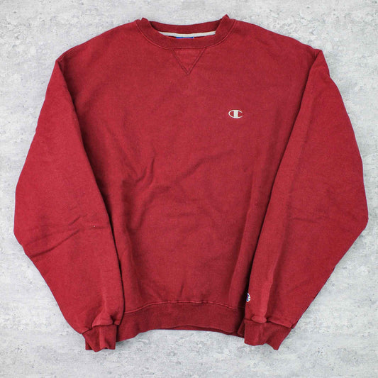Vintage Champion Logo Sweater Rot - L