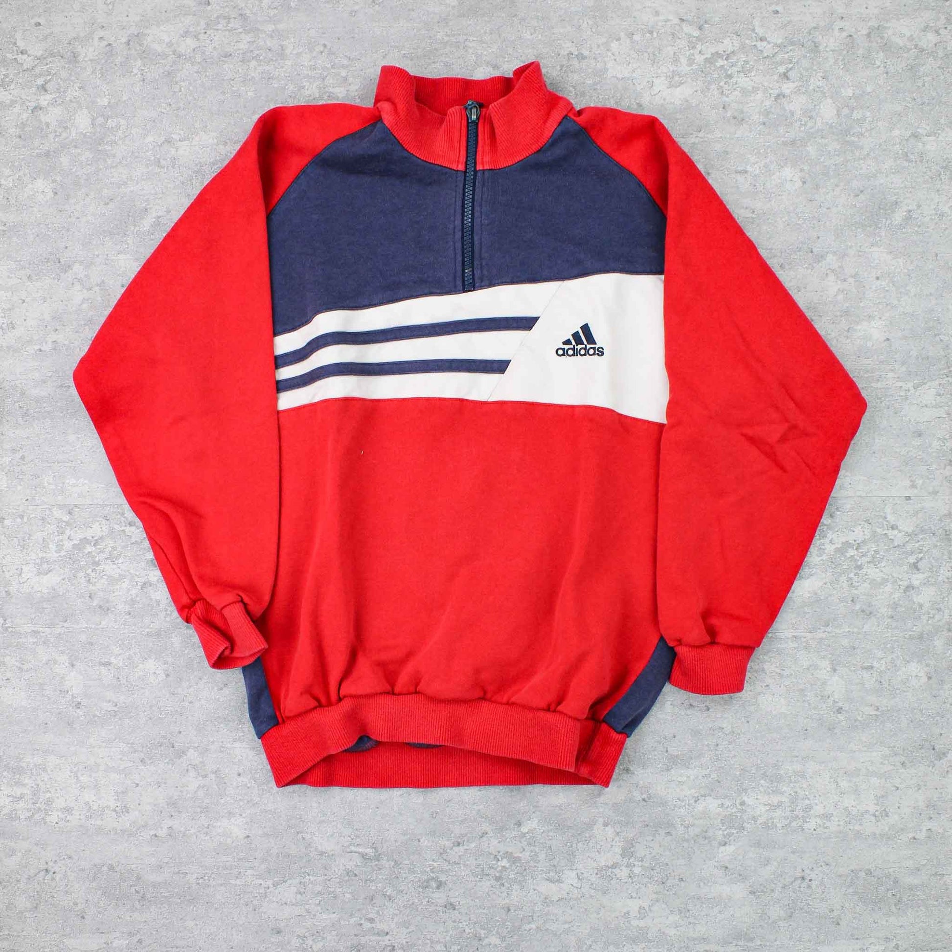 Vintage Adidas Logo Zip-Up Sweater Rot - XS