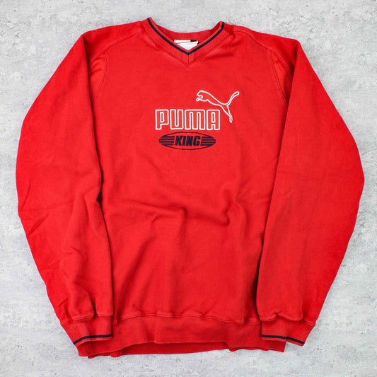 Vintage RARE Puma Spellout Sweater Rot - L