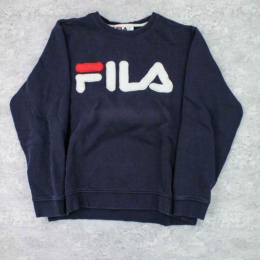 Vintage Fila Spellout Sweater Blau - M