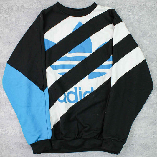 Vintage RARE 80s Adidas Logo Sweater Schwarz - XXL