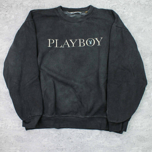 Vintage RARE USA Playboy Spellout Sweater Grau - L
