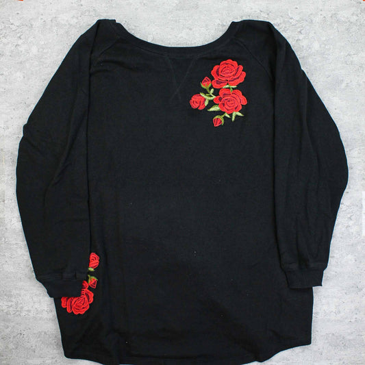 Vintage Roses Logo Sweatshirt Schwarz - L