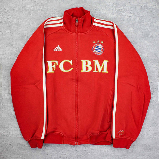 Vintage Adidas Bayern München Zip-Up Sweatshirt Rot - S