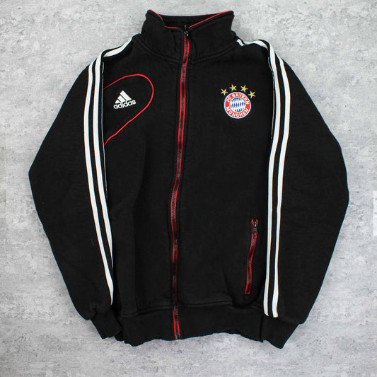 Vintage Adidas Bayern München Zip-Up Sweatshirt Schwarz - L