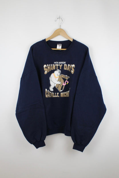 Vintage Jerzees Christmas Sweater Blau - XXL