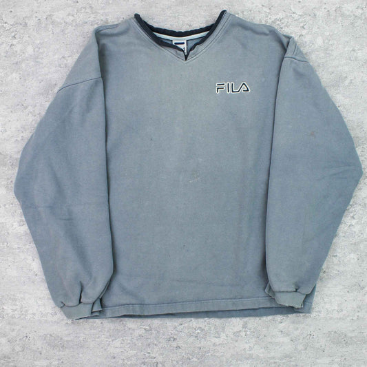 Vintage Fila Logo Sweater Blau - XL